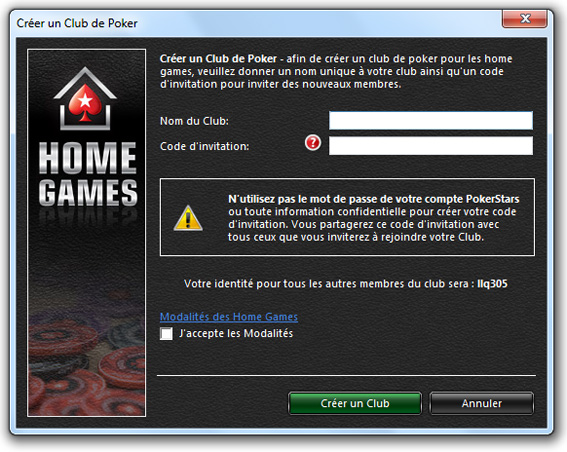 créer compte home games pokerstars