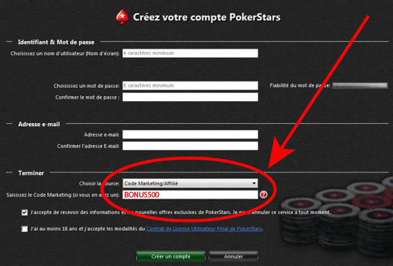 formulaire bonus premier depot pokerstars