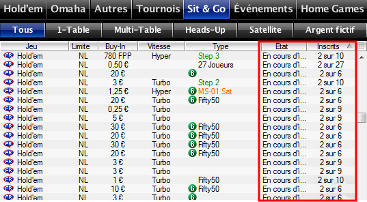 pokerstars sit and go etat inscrits