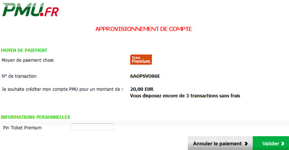 ticket premium pmu